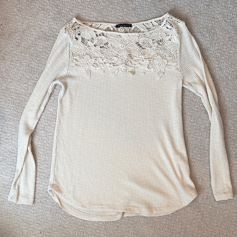 Staccato Cream Long Sleeve Lace Top